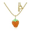 Cute Strawberry Enamel Shaped Silver Necklace SPE-4176